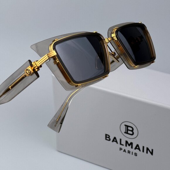 Balmain ADMIRABLE BPS-130B-52 Women BRAND NEW Sunglasses Titanium Grey Crystal - Picture 2 of 12